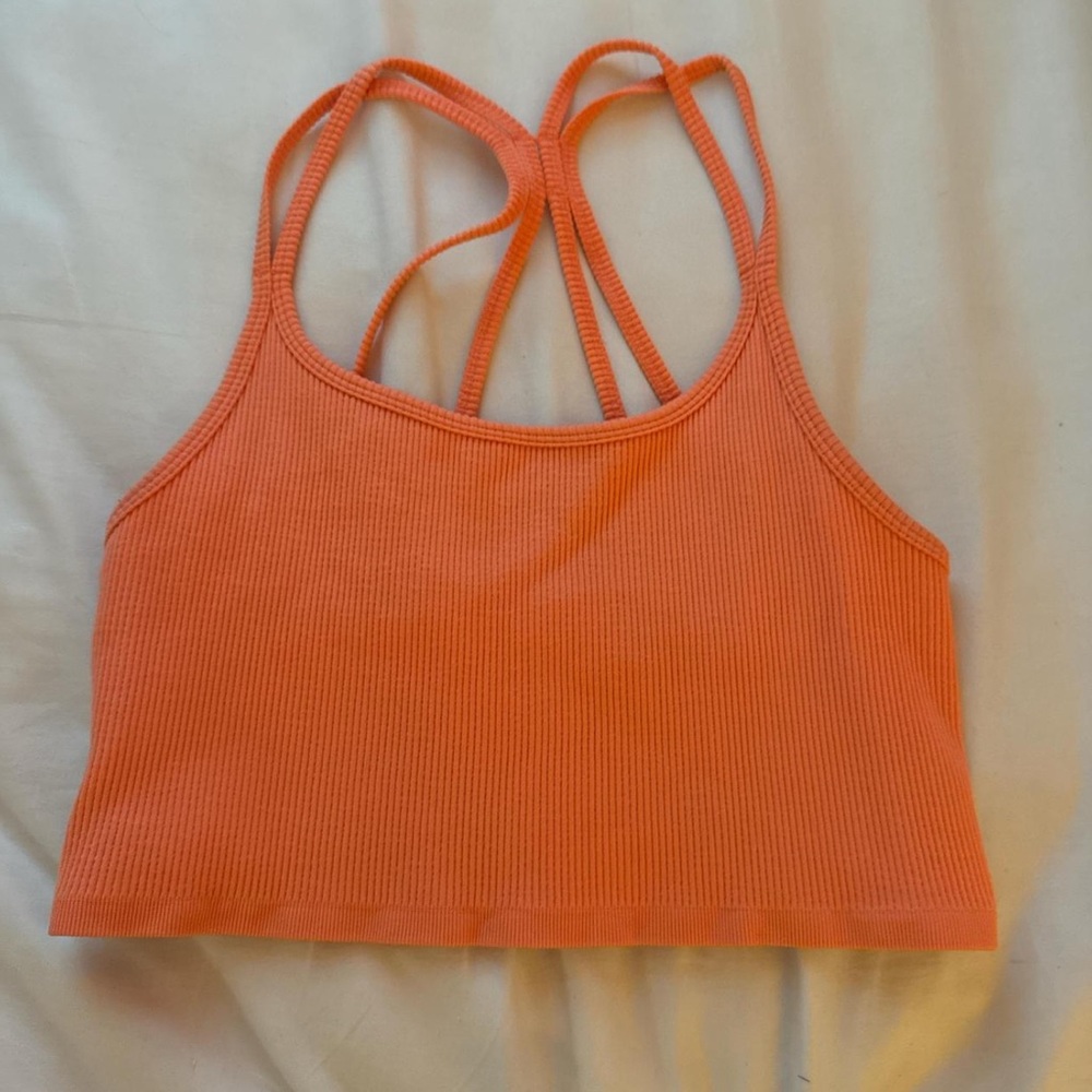 Forever 21 Orange Ribbed Strappy Top